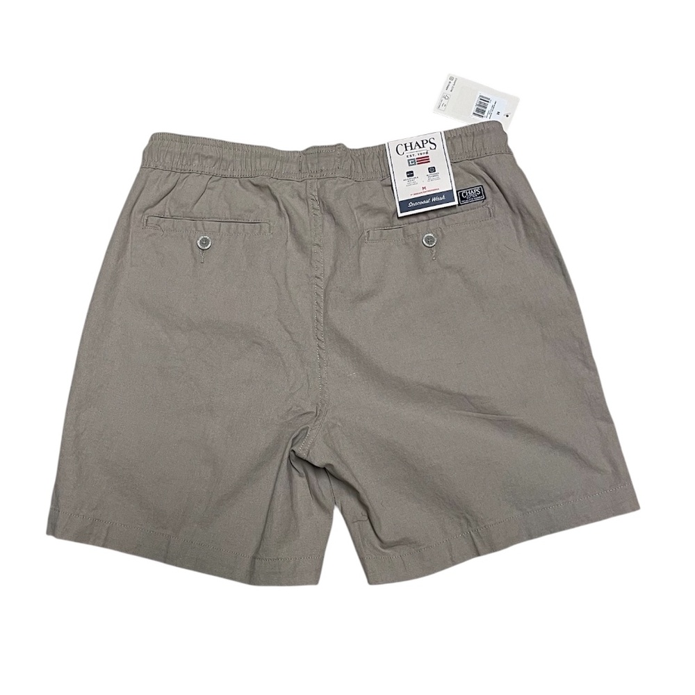Men's Chaps 7" Khaki Pull On Shorts Adjustable Elastic Waist Size Medium NWT - Picture 2 of 10